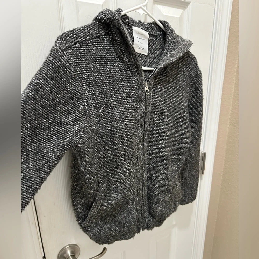 Zara Knitwear full-zip gray hooded jacket kids size 8/9